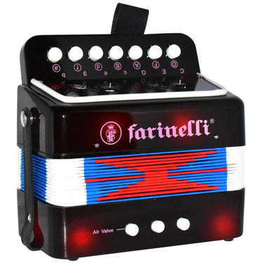 Acordeon Farinelli Acifnr Infantil 7 Botones 3 Bajos Negro Rojo